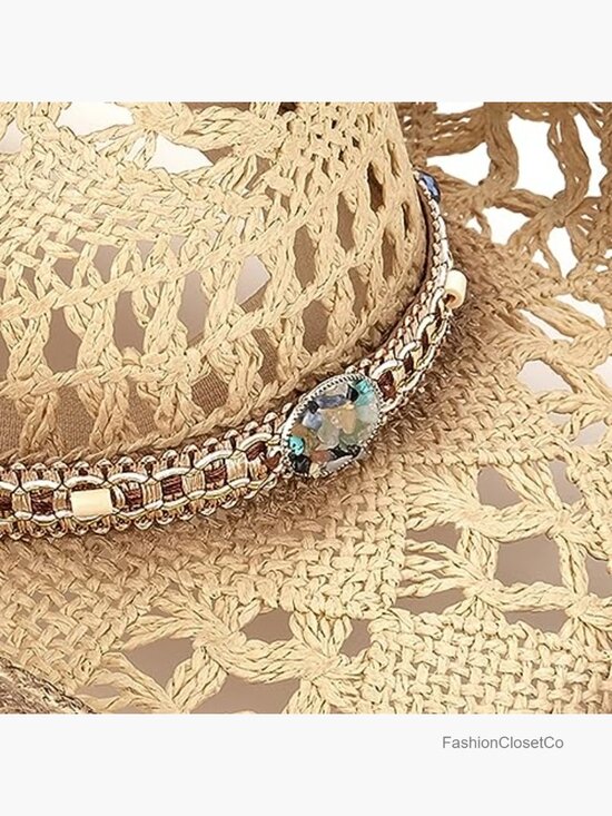 Straw Cowboy Hat with Two Decorative Bands main image 6